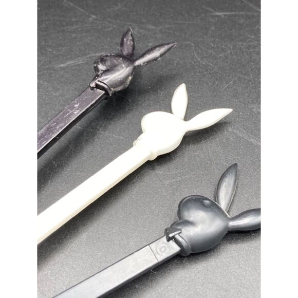 Six VTG Playboy Swizzle Sticks One Tahitian Bar Castaways Stick MCM Bar - Picture 5 of 7